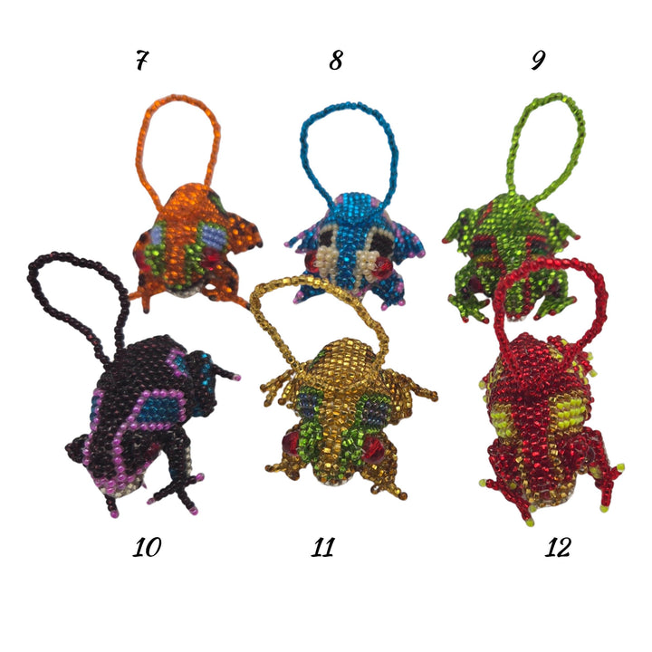 Handmade Beaded Frog Bag Charm Czech Glass Rearview Mirror Hanging Ornament