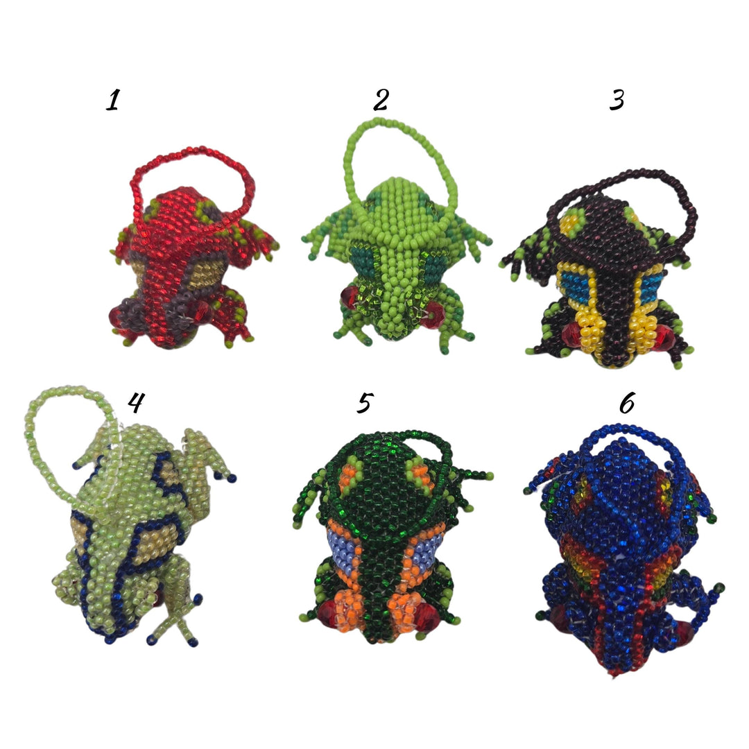 Handmade Beaded Frog Bag Charm Czech Glass Rearview Mirror Hanging Ornament
