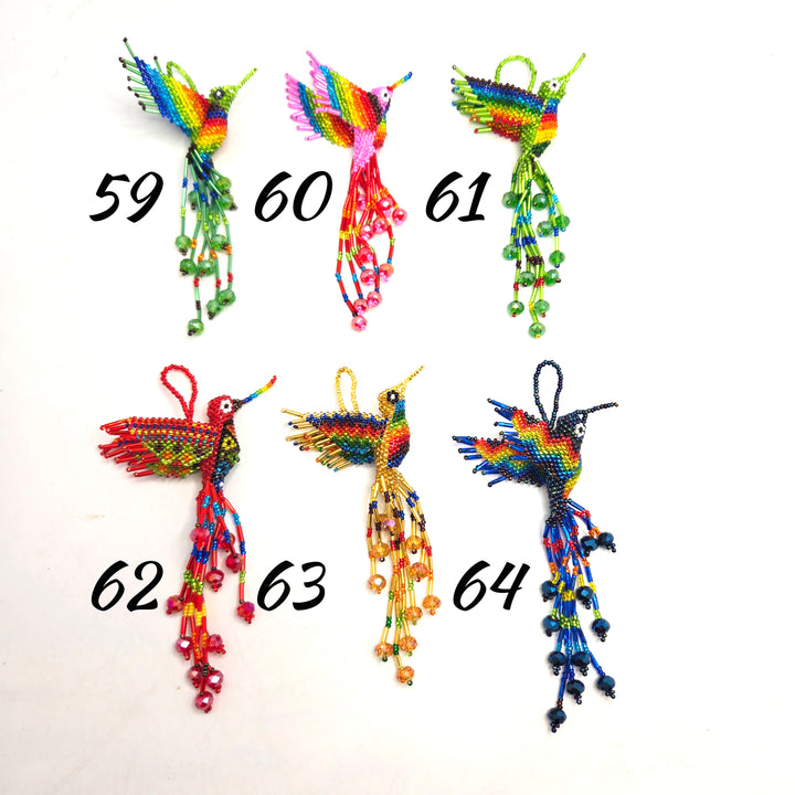 Beaded Guatemalan Handmade Hummingbird Bag Charm | Rear View Mirror Decoration | Fair Trade Ornament