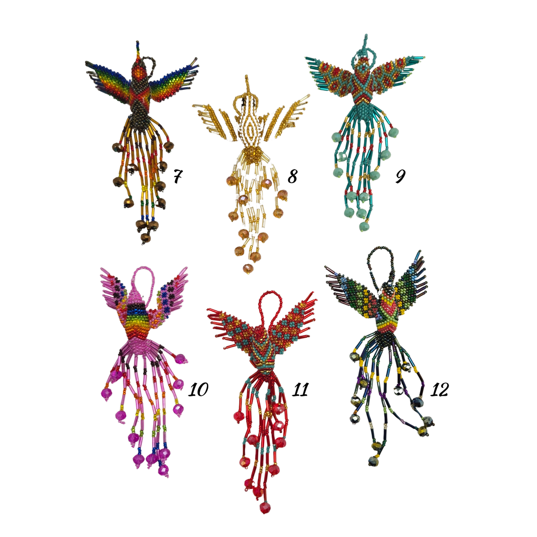 Beaded Guatemalan Handmade Hummingbird Bag Charm | Rear View Mirror Decoration | Fair Trade Ornament