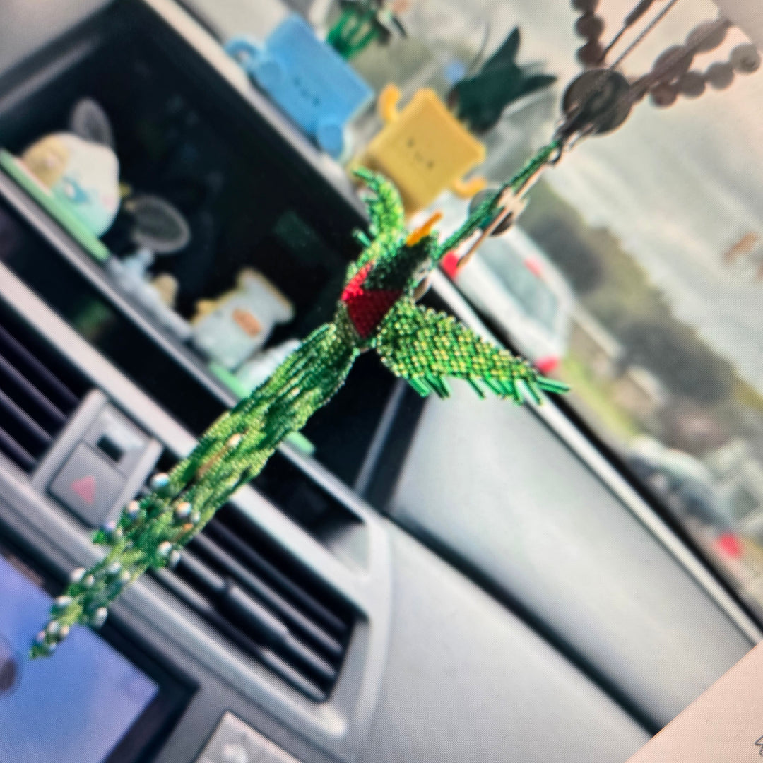 Beaded Guatemalan Handmade Hummingbird Bag Charm | Rear View Mirror Decoration | Fair Trade Ornament