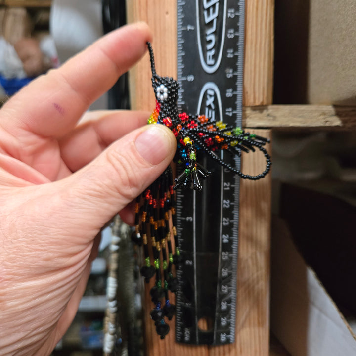 Beaded Guatemalan Handmade Hummingbird Bag Charm | Rear View Mirror Decoration | Fair Trade Ornament
