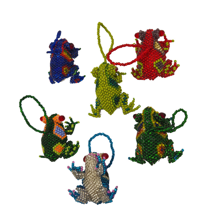 Handmade Beaded Frog Bag Charm Czech Glass Rearview Mirror Hanging Ornament