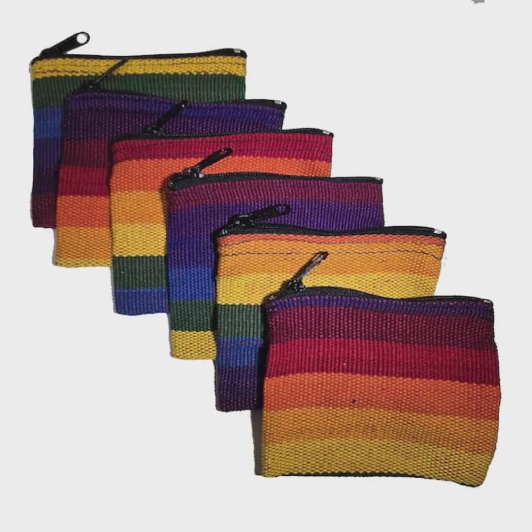 Rainbow Coin Purse: Celebrate Handmade Pride Fair Trade Artisan Boho Gay Festival Pouch